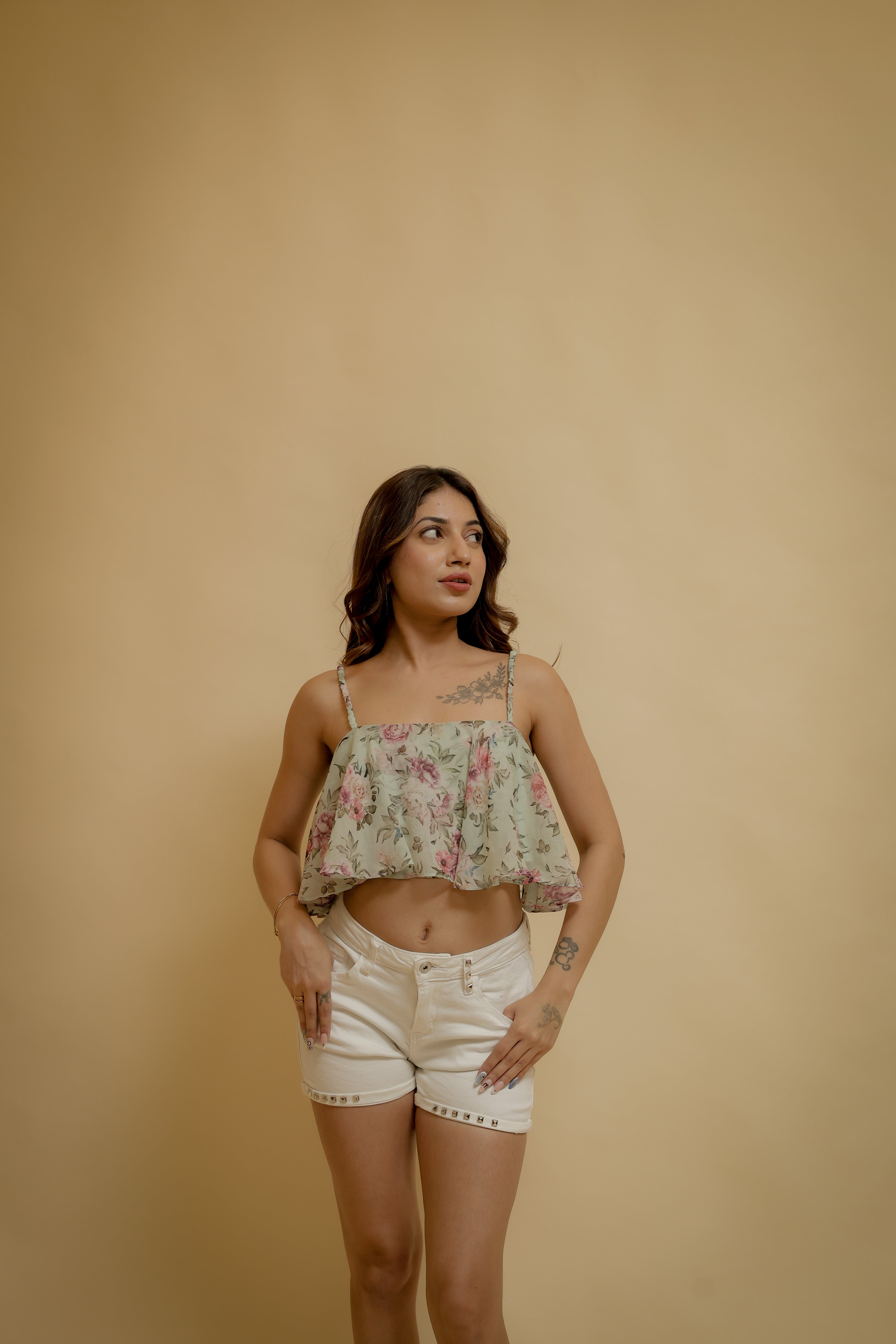 Floral Ruffle Crop Top