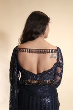 Off-Shoulder Blouse and Sequined Saree