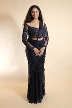 Off-Shoulder Blouse and Sequined Saree