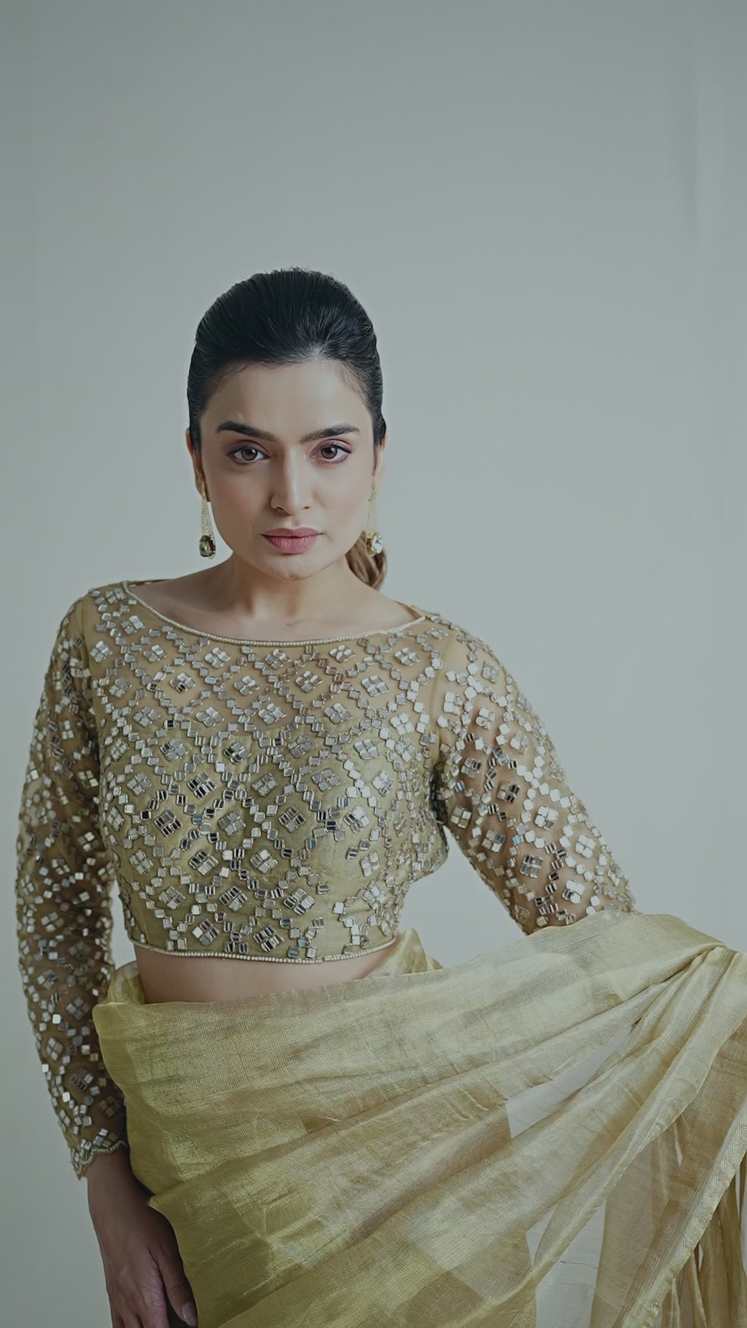 Gold Mirror-Work Embellished Blouse