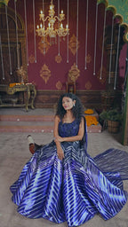 Regal Blue and Metallic Stripe Lehenga