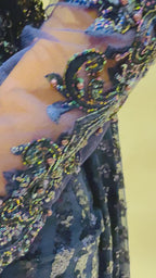 Off-Shoulder Blouse and Sequined Saree