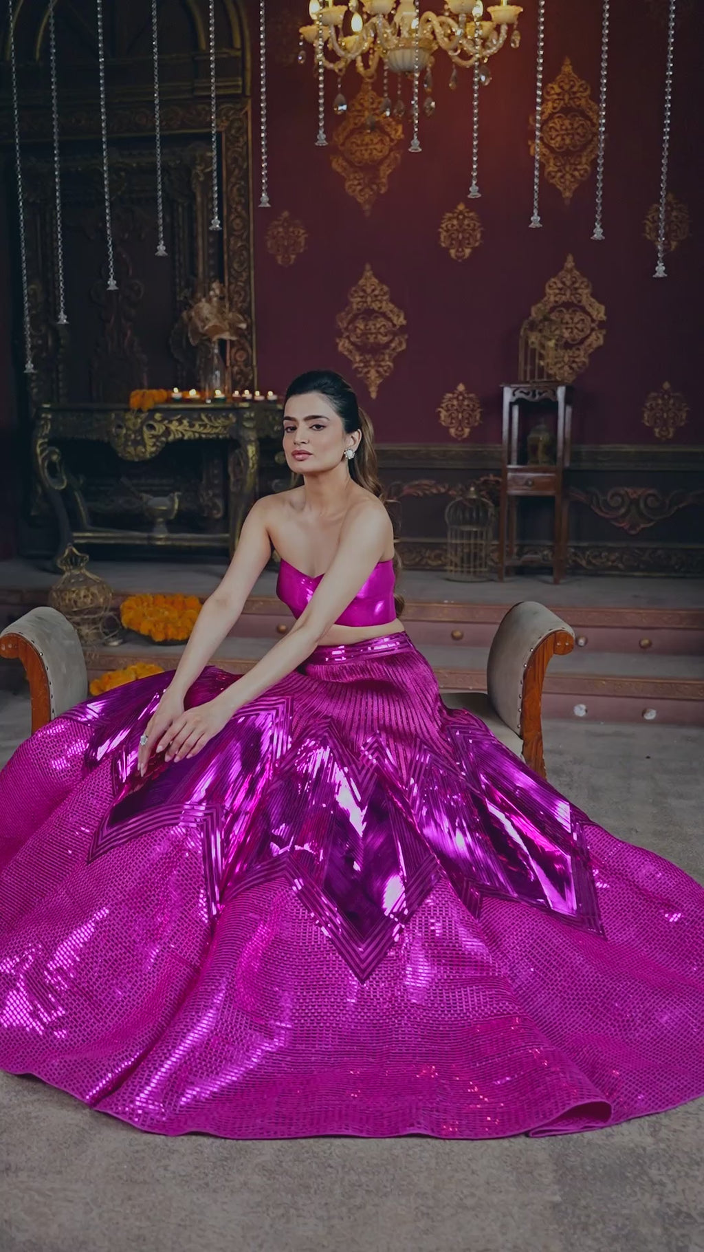 High-Shine Fuchsia Lehenga Ensemble