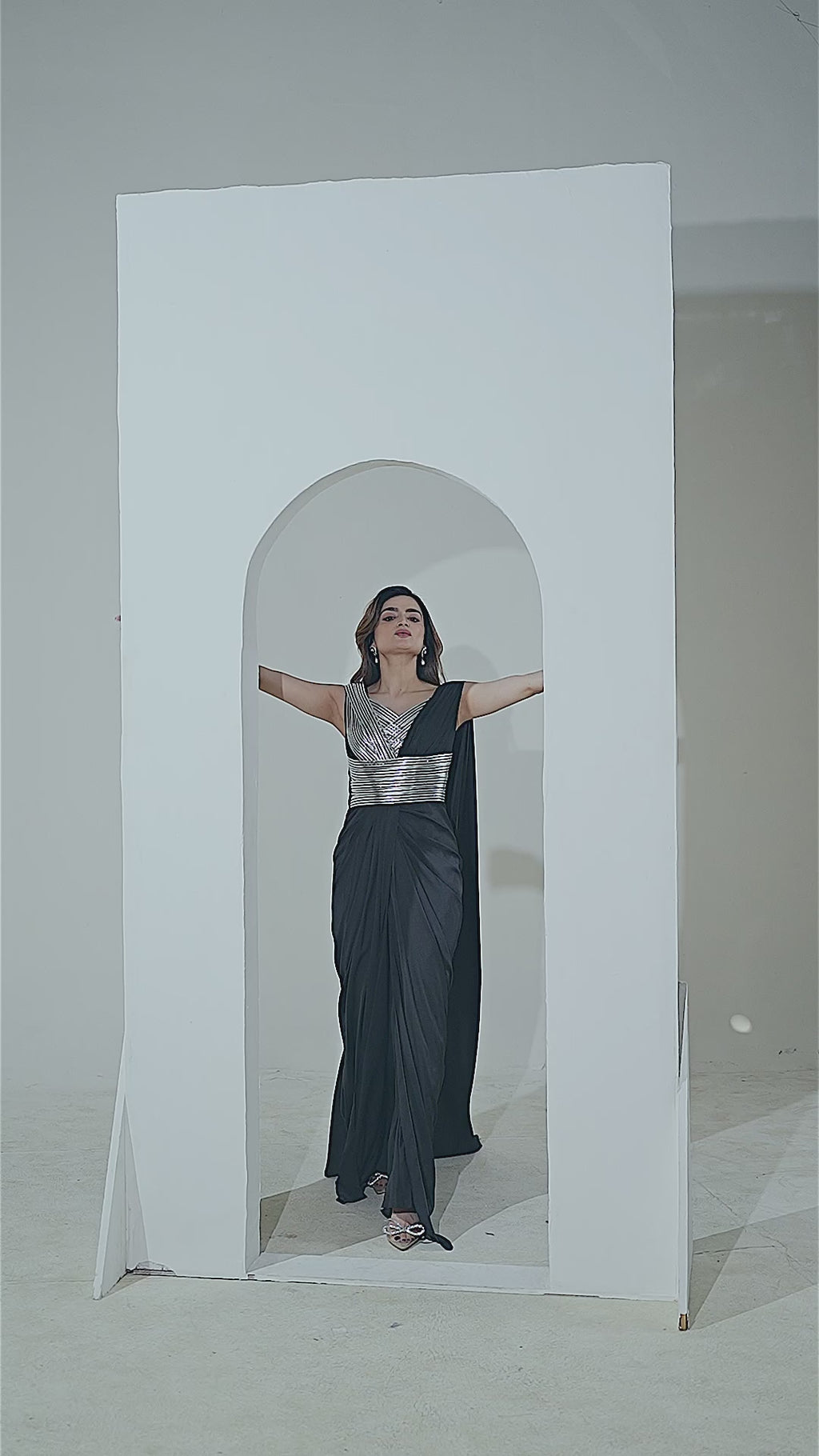 Metallic Belt Fusion Gown