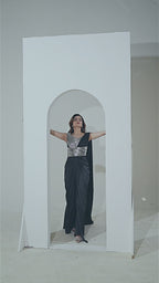 Metallic Belt Fusion Gown