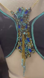 2 Pcs Black Saree Set with Aqua Detailing and Designer Blouse