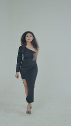 Sleek Noir One-Sleeve Gown