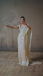 Ivory & Iridescent Drape Saree