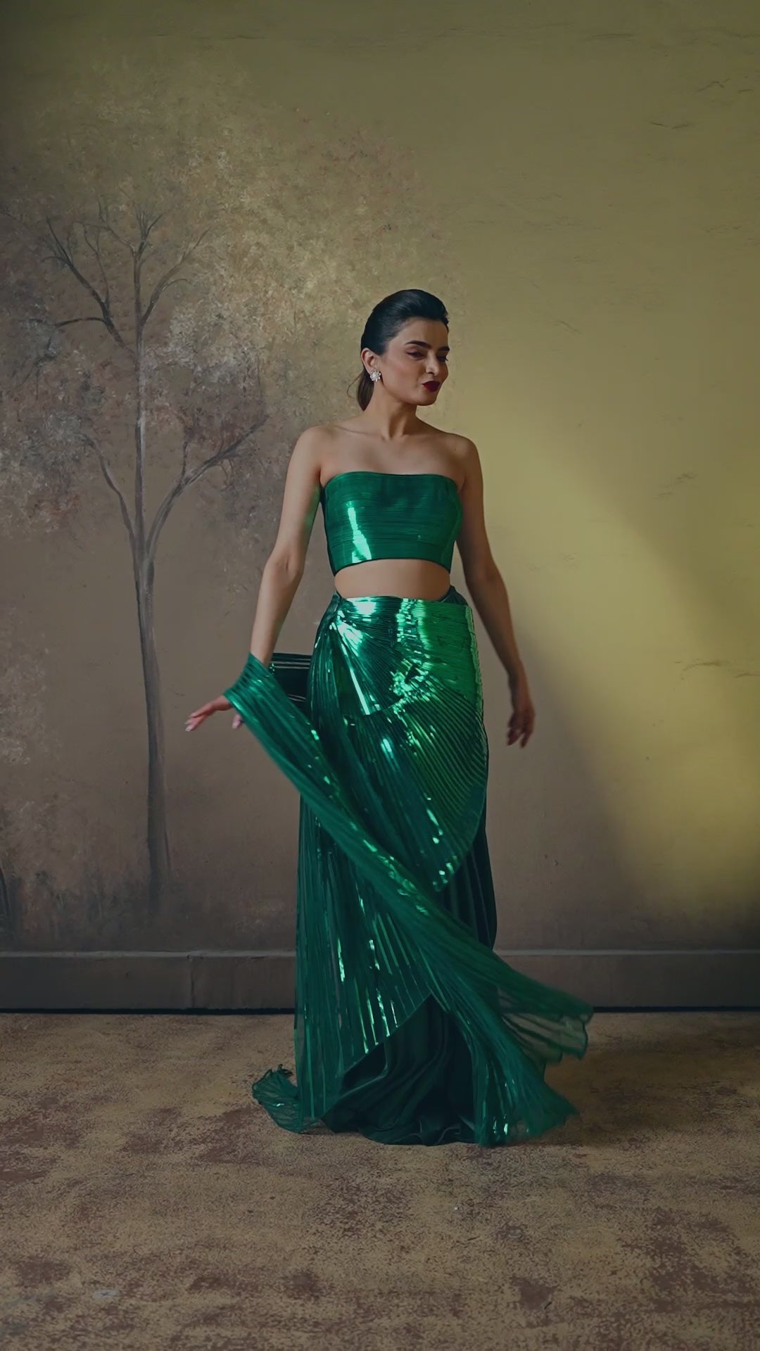 Emerald Green Drape Saree