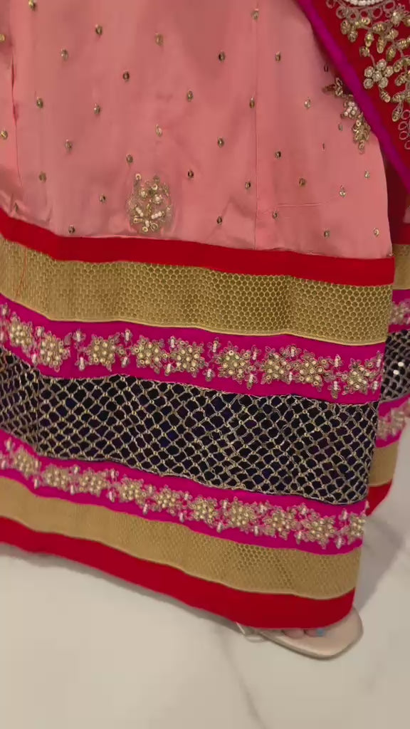 Royal Navy & Fuchsia Hand-Embroidered Chaniya Choli