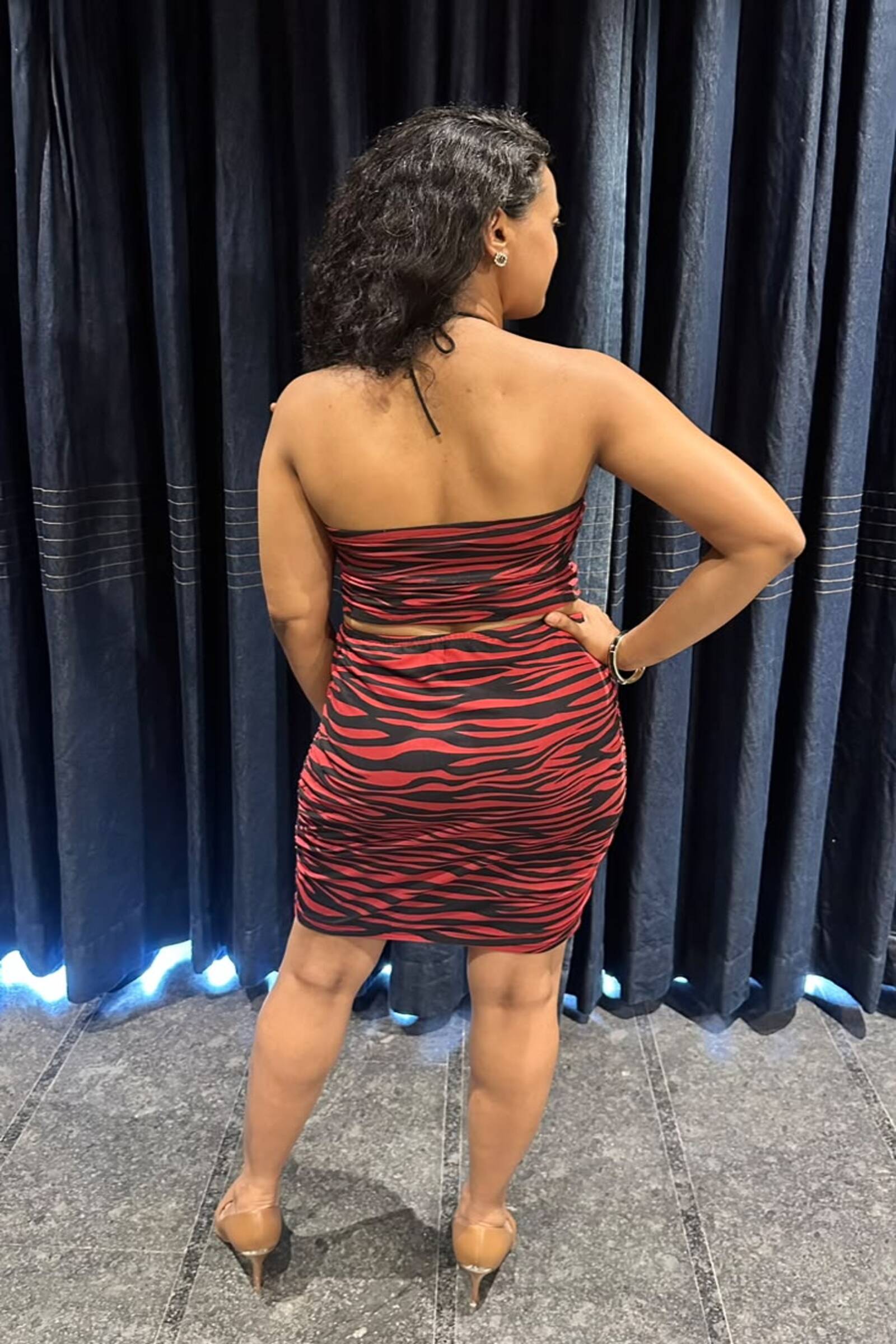 Crimson Tiger Ruched Co-ord Set