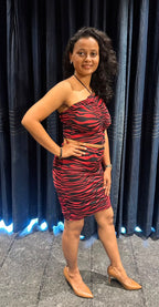 Crimson Tiger Ruched Co-ord Set
