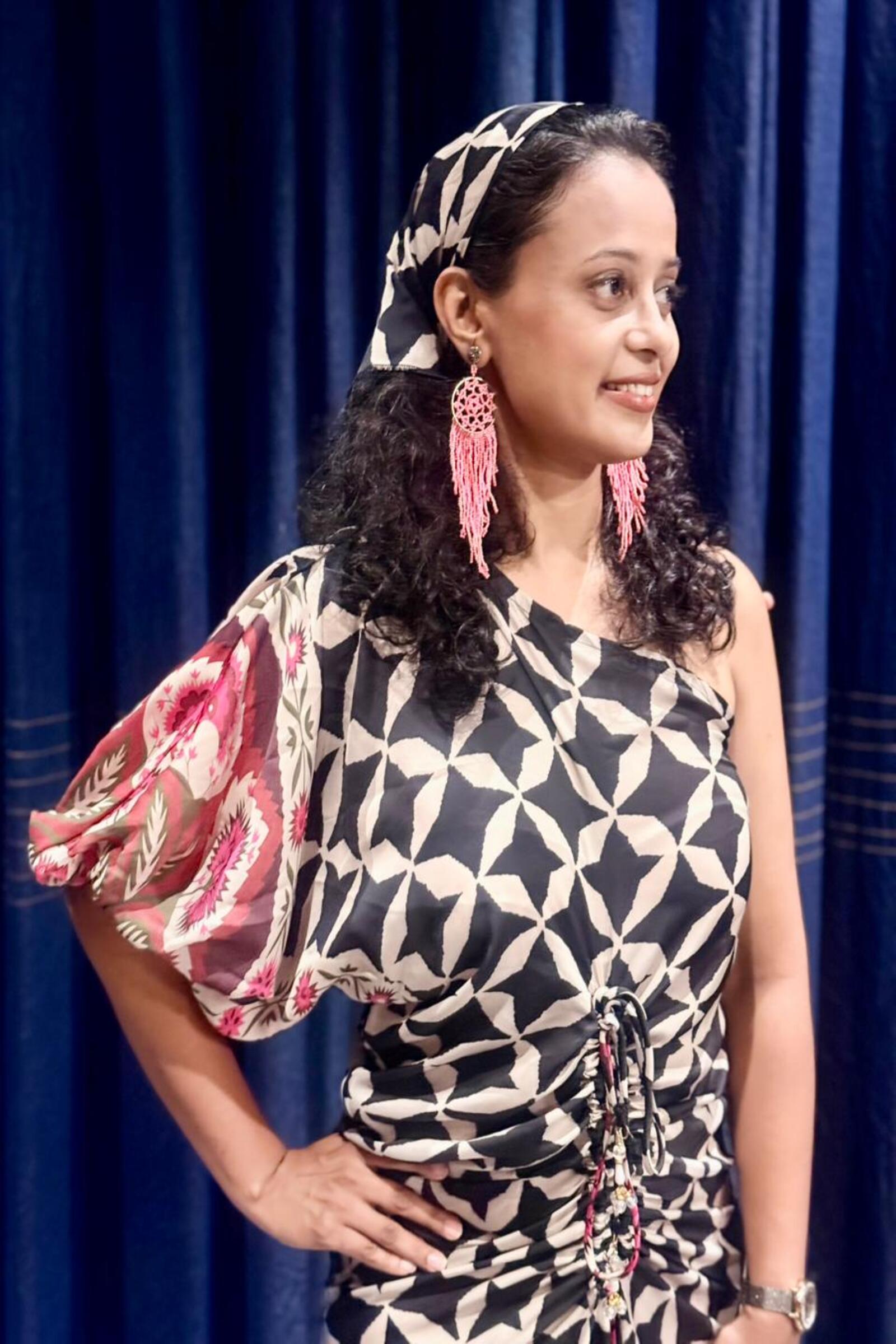 Asymmetrical Ruched Maxi Dress with Matching Scarf