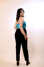 Blue & Black Tube Partywear Jumpsuit