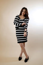 Black & White Two piece casual Knee-Length Dress