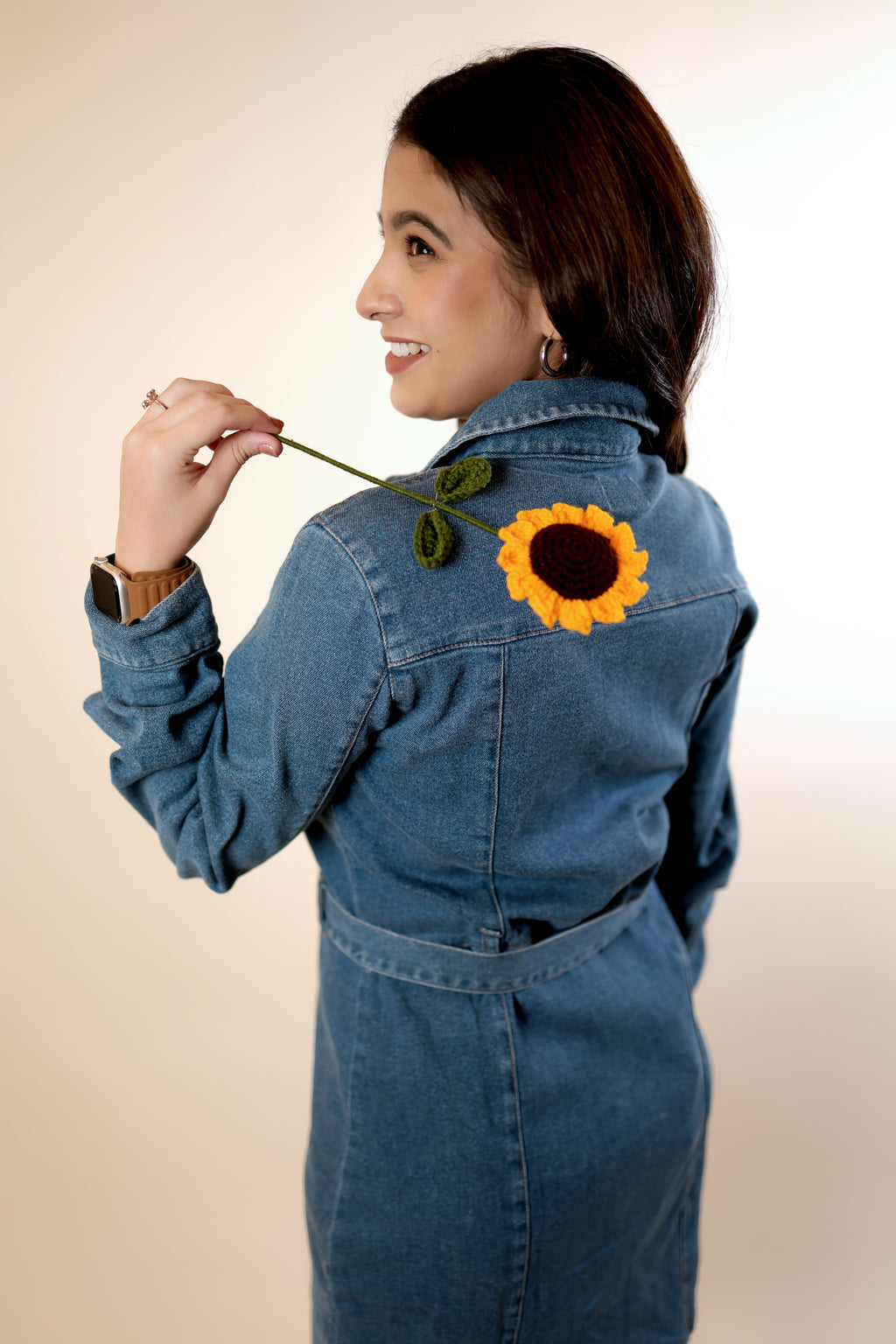 Blue Full-Sleeve Denim Dress