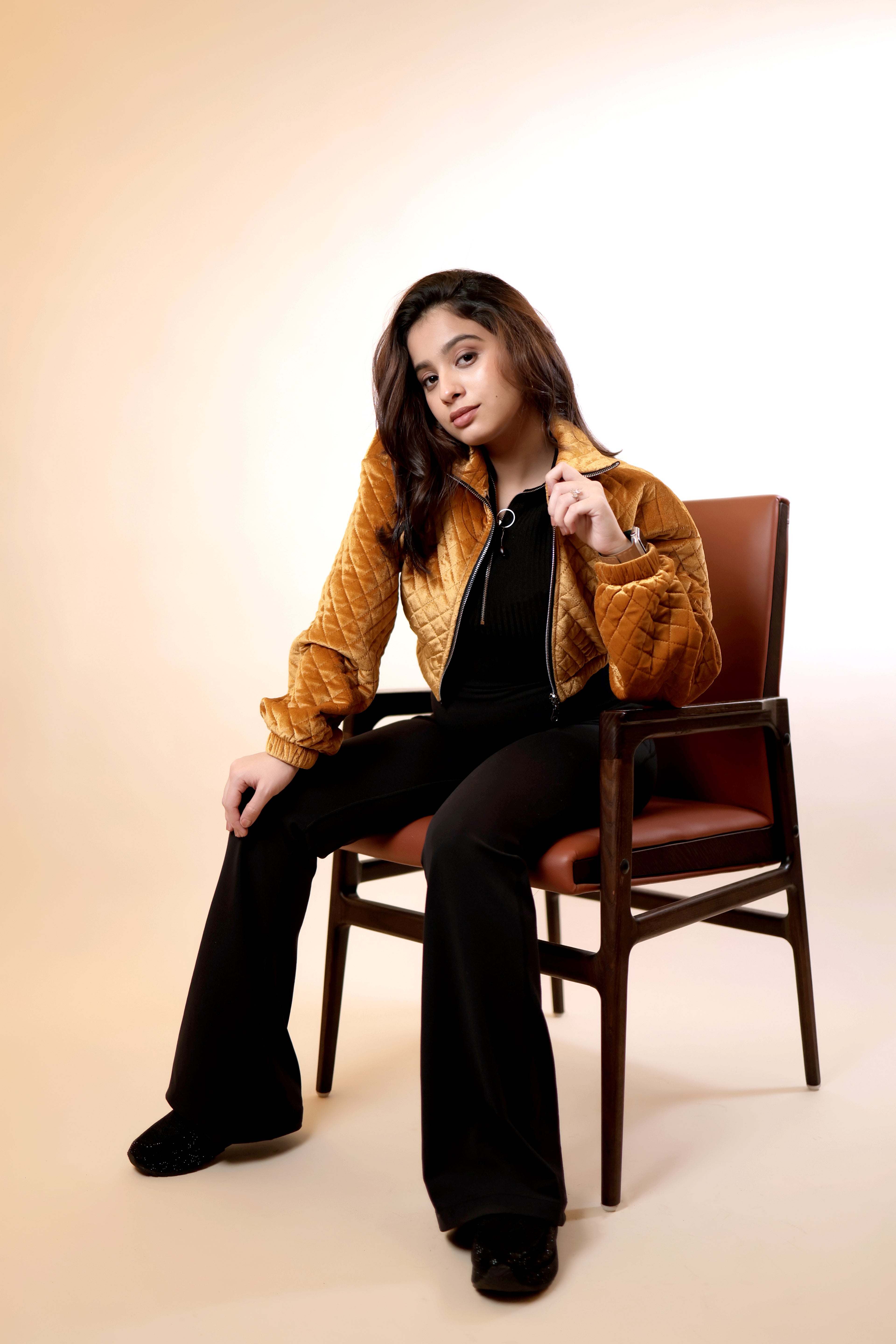 Cropped High Neck Zipper Jacket