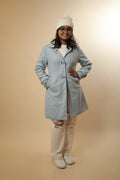 Knee-Length Collar Coat Sweat Fabric