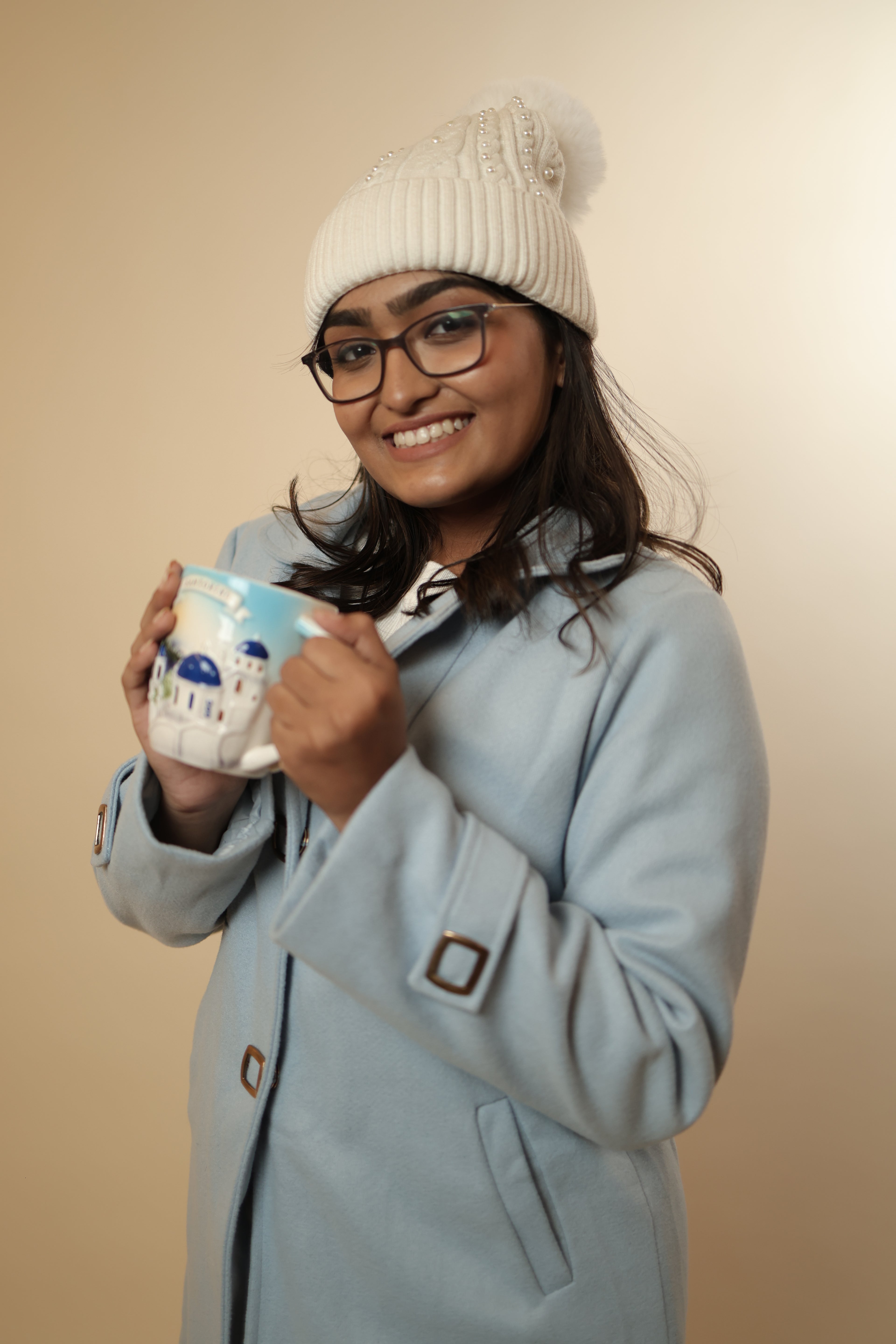 Knee-Length Collar Coat Sweat Fabric