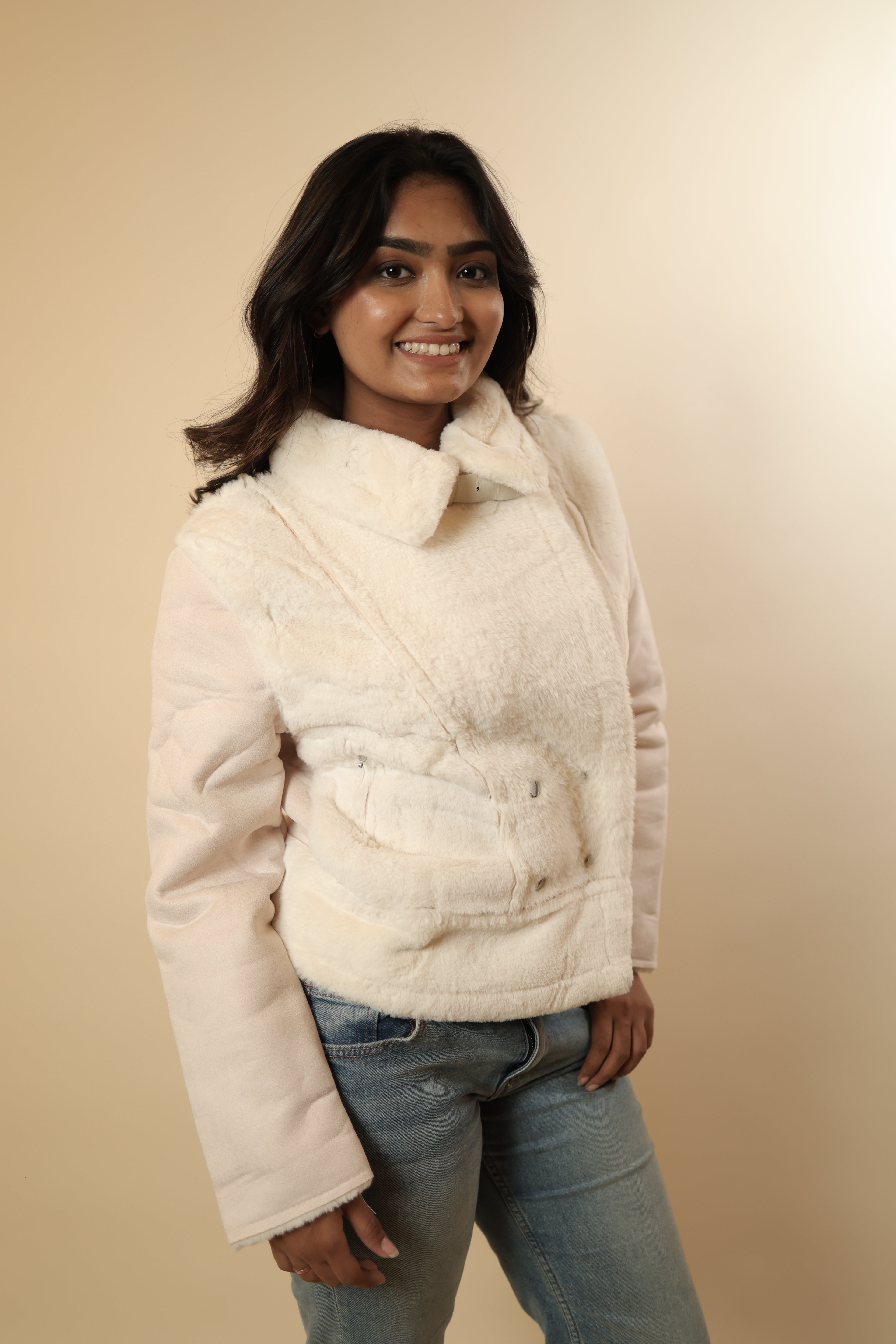 Off-White Faux Fur Winter Jacket