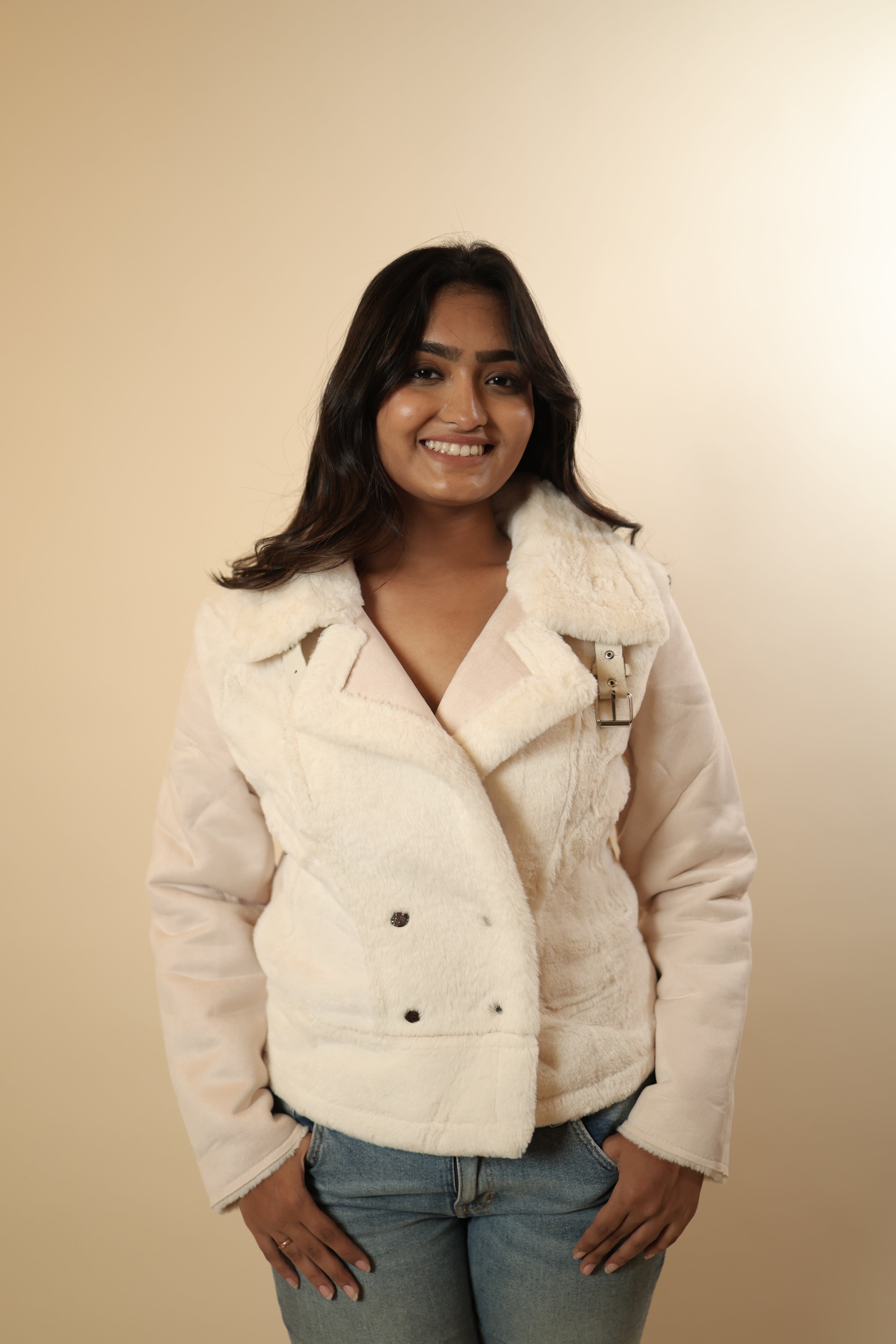 Off-White Faux Fur Winter Jacket