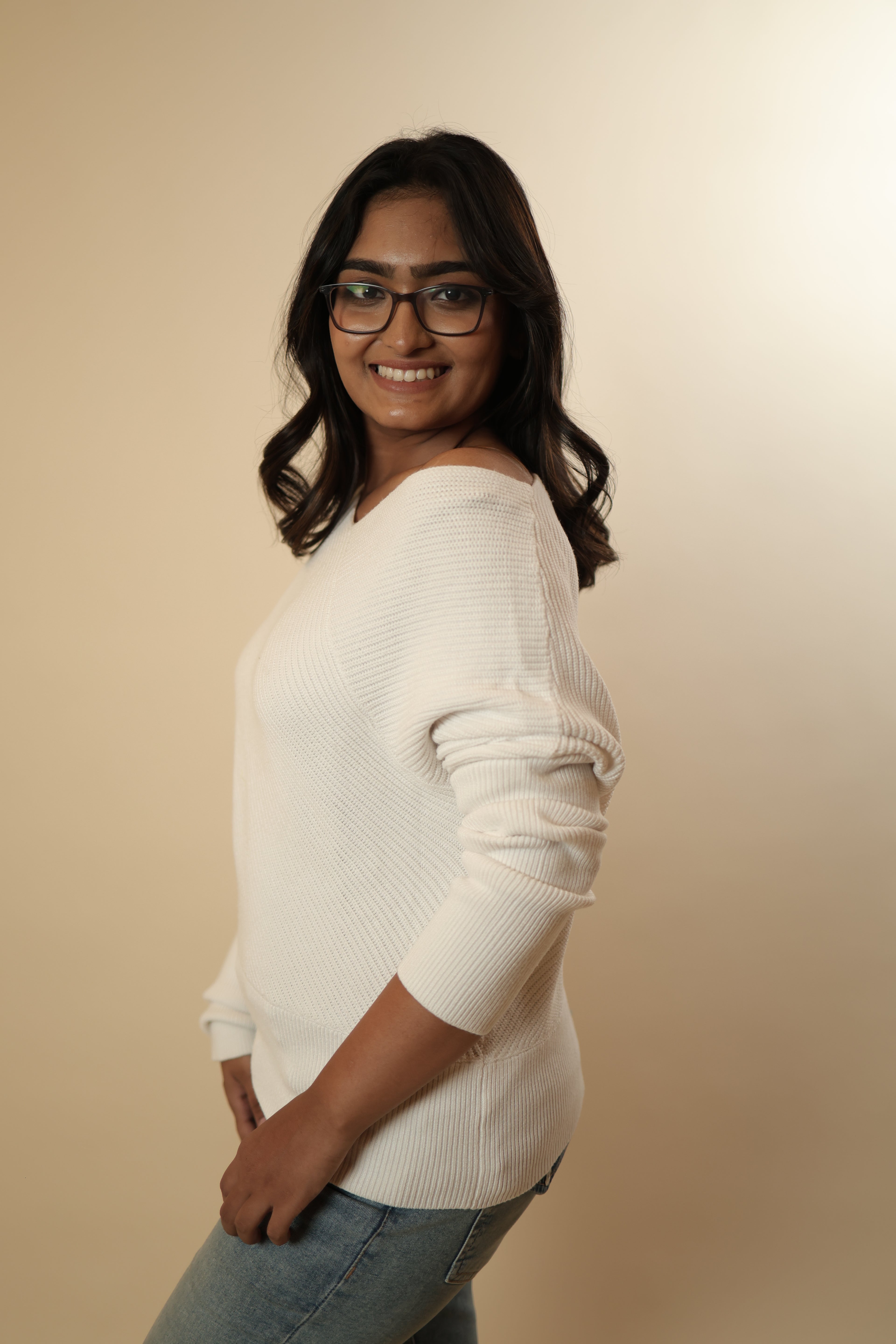 White Off-Shoulder Knitted Sweater