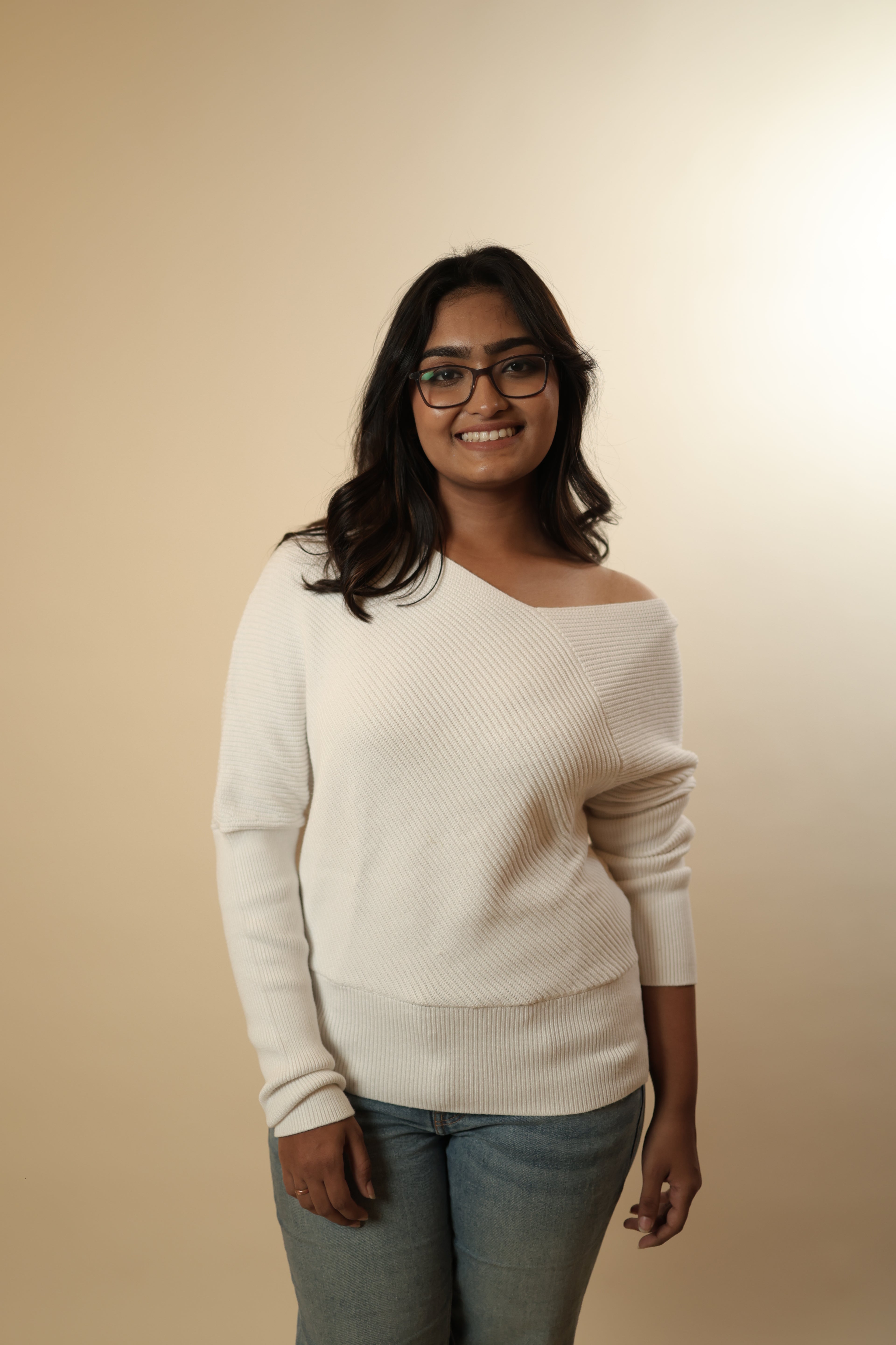 White Off-Shoulder Knitted Sweater