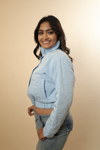 Light Blue Cropped Puffer Jacket