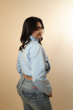 Light Blue Cropped Puffer Jacket