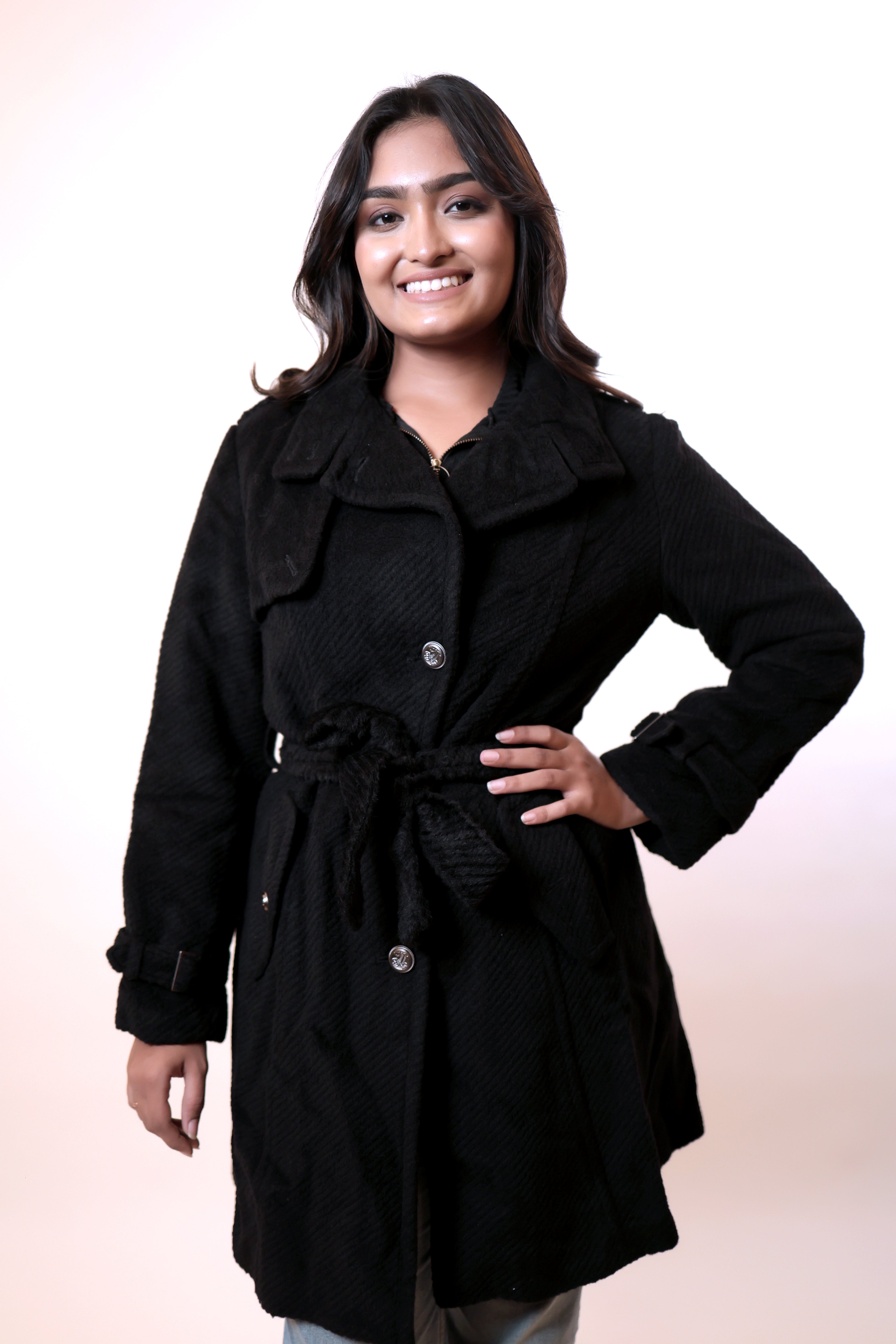Black Long Winter Trench Coat