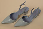 Light Blue Pointed-Toe Slingback Heels