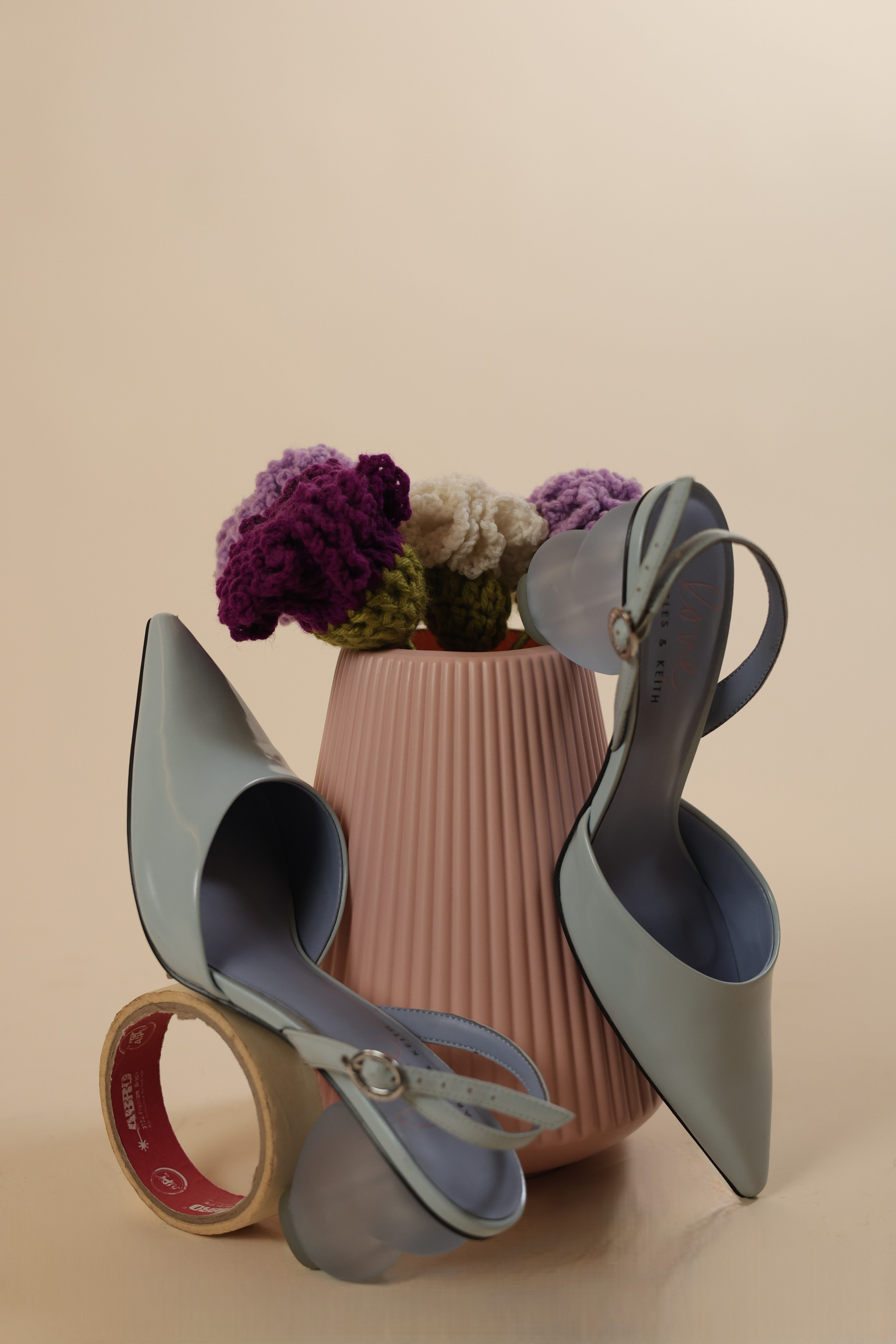 Light Blue Pointed-Toe Slingback Heels