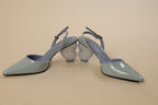 Light Blue Pointed-Toe Slingback Heels