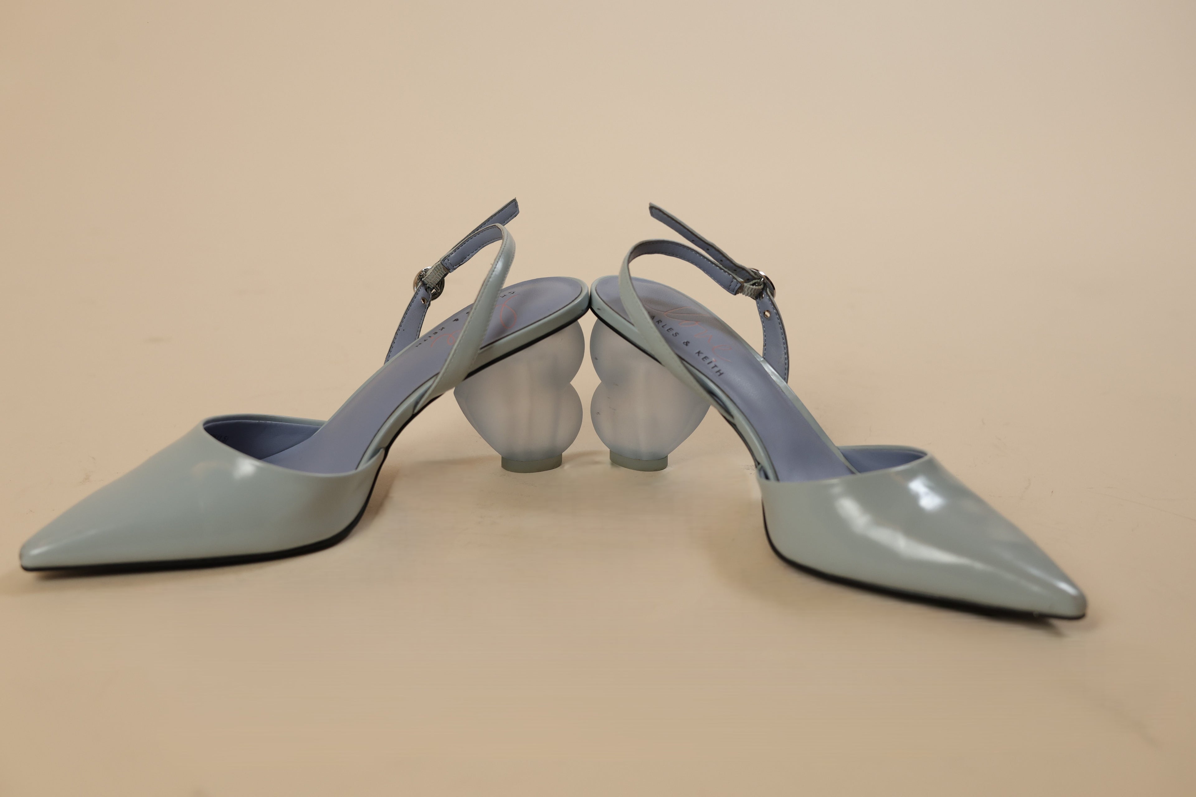 Light Blue Pointed-Toe Slingback Heels