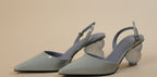 Light Blue Pointed-Toe Slingback Heels