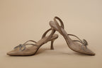 Nude Crystal Bow Party Heels