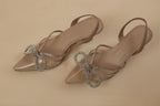 Nude Crystal Bow Party Heels
