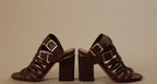 Brown Block Heel Gladiator Sandals for Women