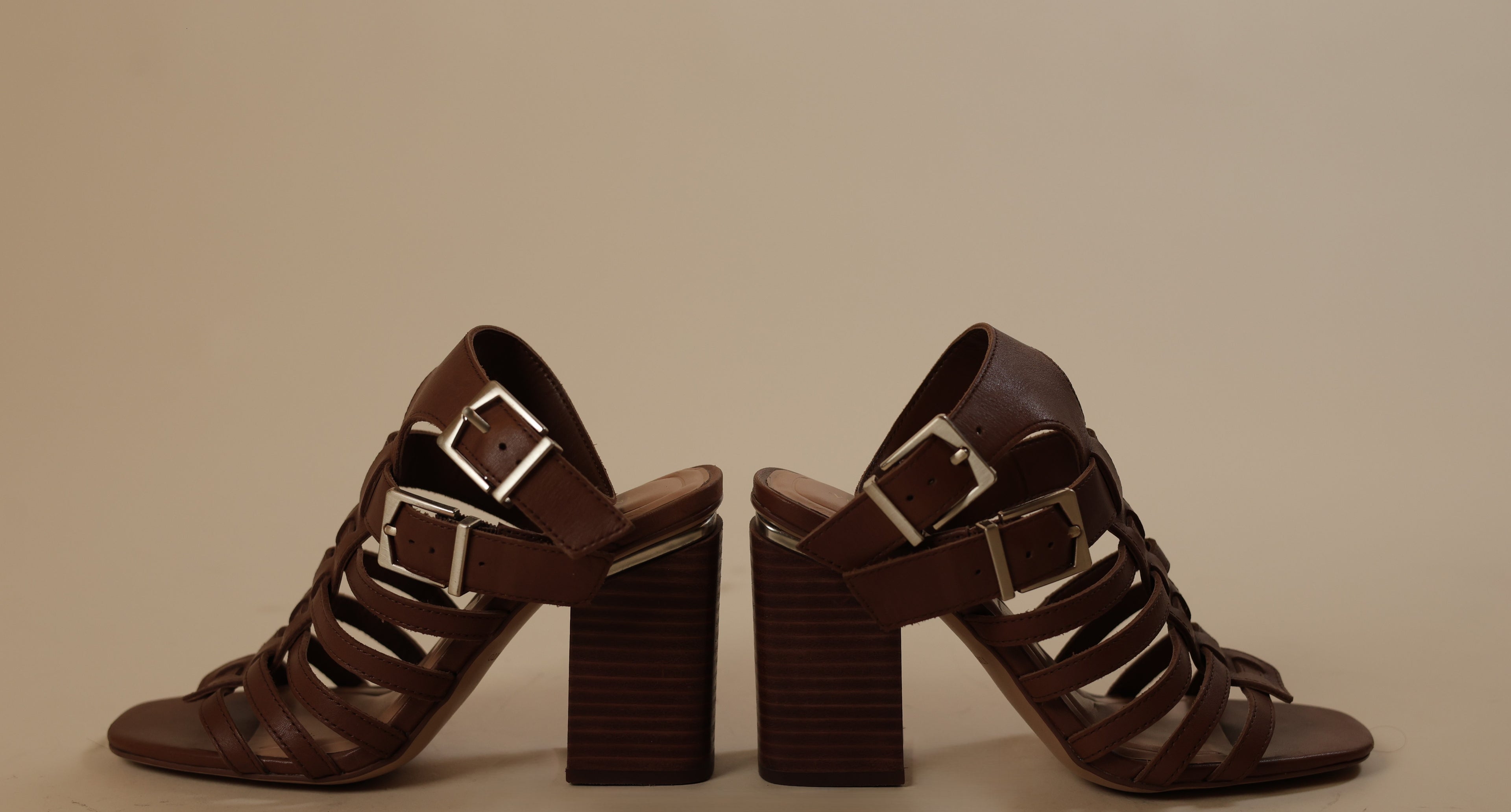 Brown Block Heel Gladiator Sandals for Women