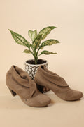 Taupe Suede Slouch Ankle Boots for Women