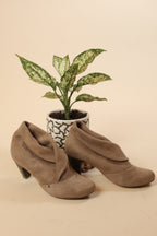 Taupe Suede Slouch Ankle Boots for Women