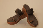 Brown Platform Toe-Ring Slip-On Sandals for Women