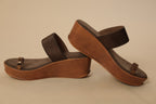 Brown Platform Toe-Ring Slip-On Sandals for Women