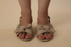 Beige Knotted Strap Comfort Sandals for Women