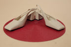 Elegant White Square-Toe Slingback Block Heels
