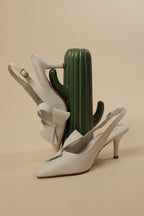 Elegant White Bow Detail Slingback Heels