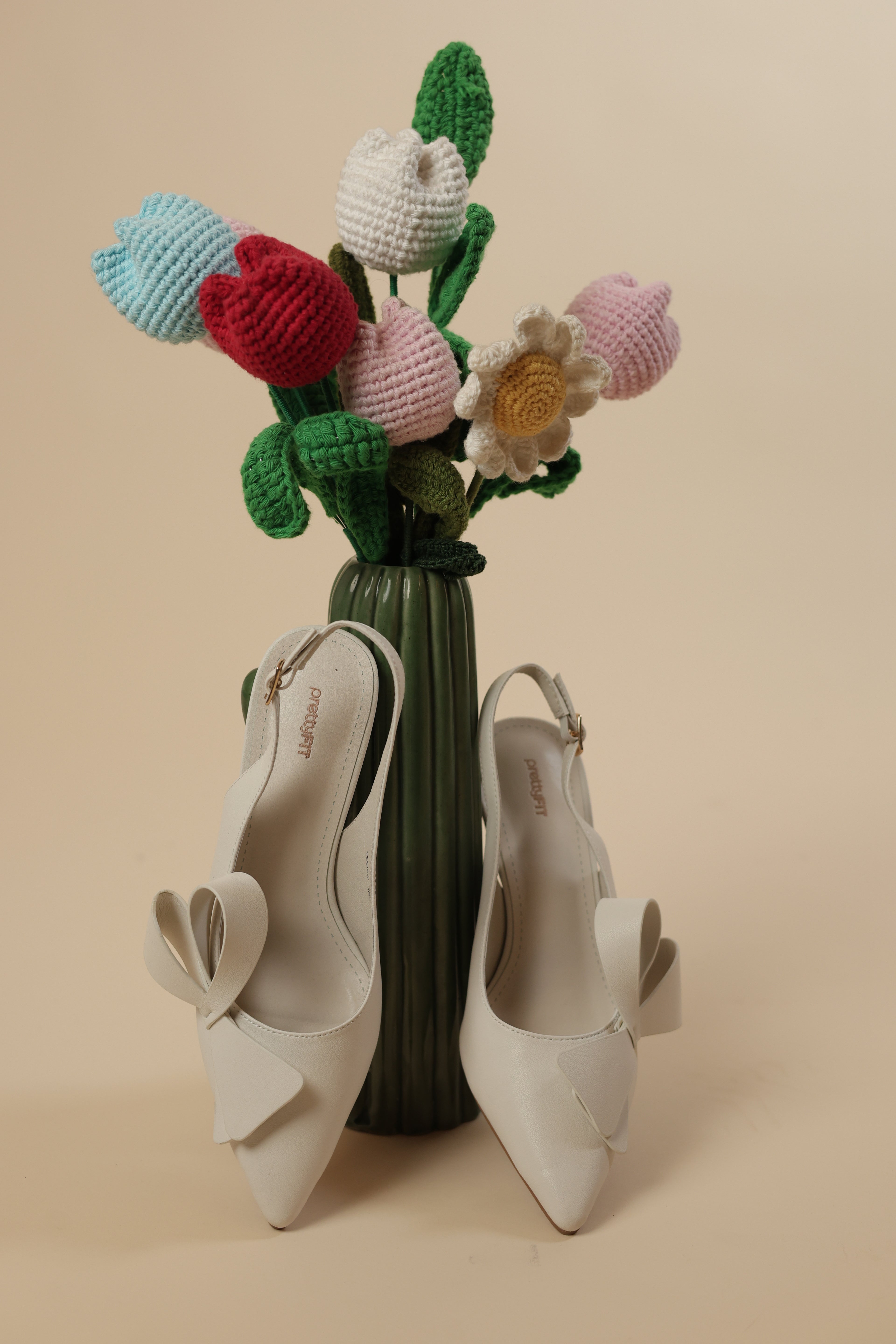 Elegant White Bow Detail Slingback Heels