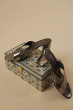 Metallic and Clear Block Heel Mules