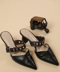 Black Studded Mules