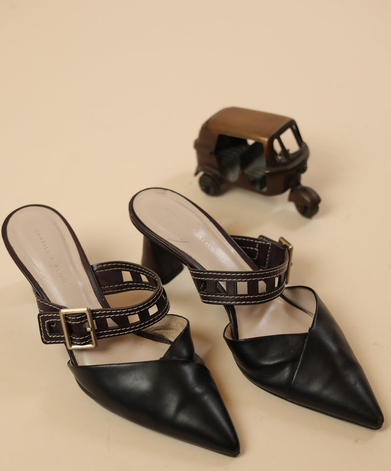 Black Studded Mules